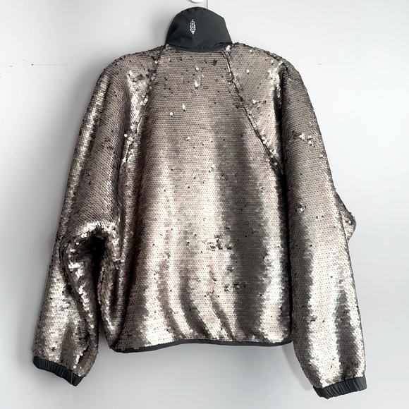 NWT Free People Movement Hit The Slopes Sequin Jacket S Silver Metallic Sherpa - Picture 5 of 16